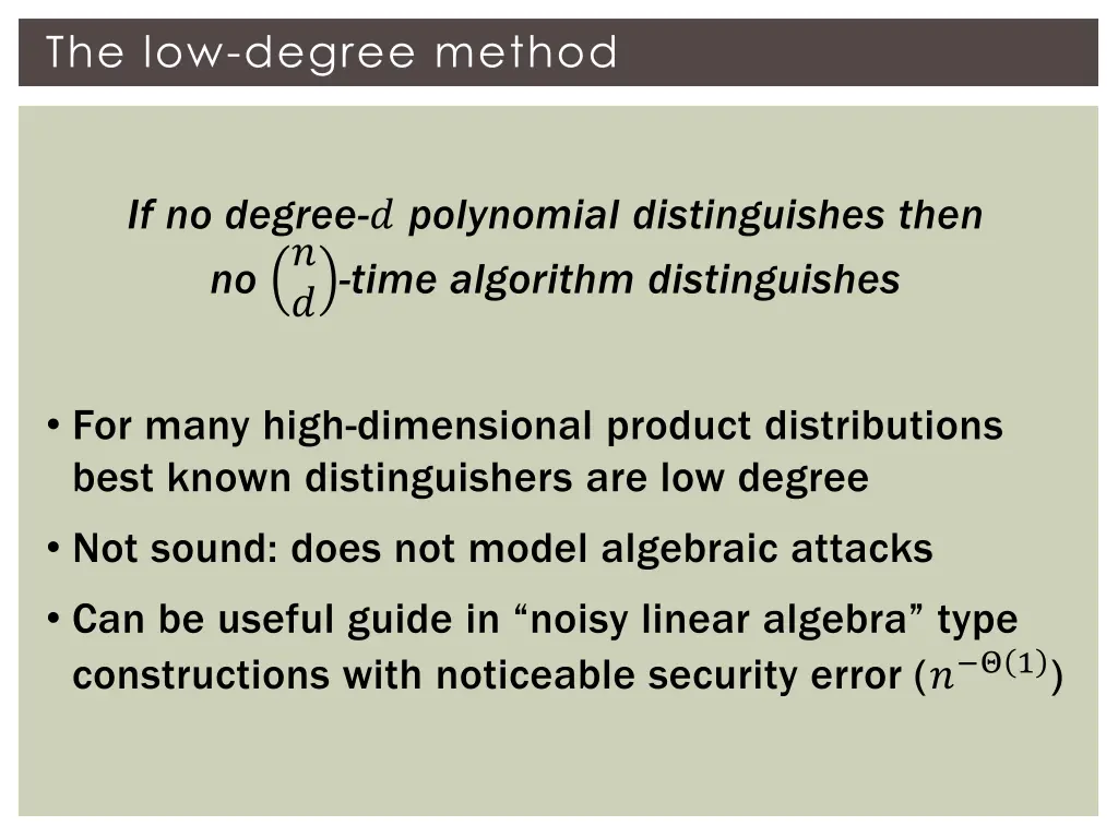 the low degree method