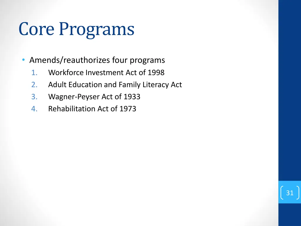 core programs