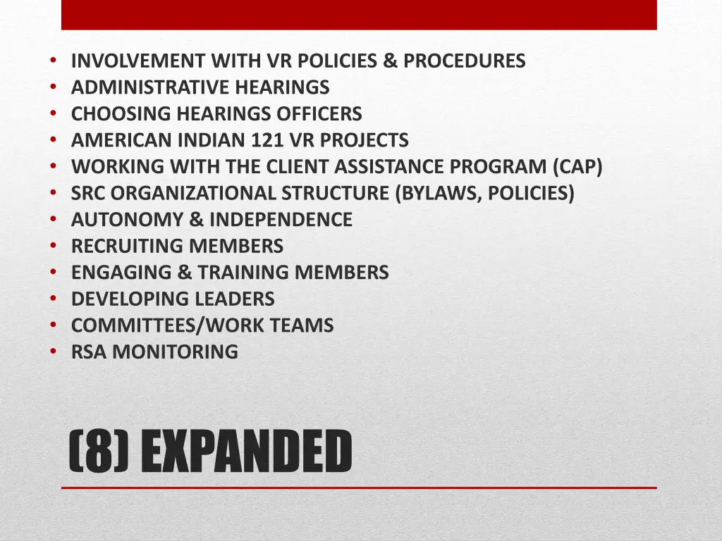involvement with vr policies procedures