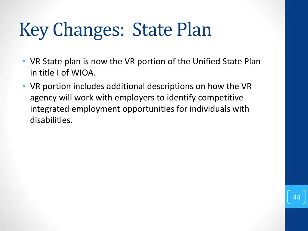 key changes state plan
