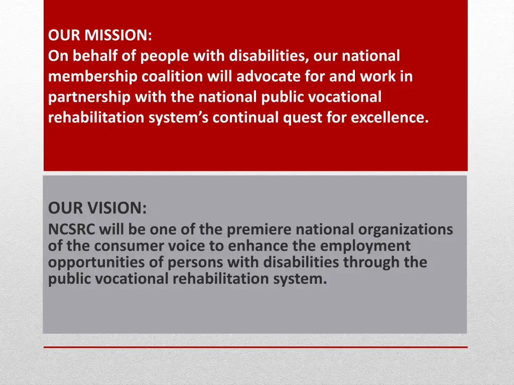 our mission on behalf of people with disabilities