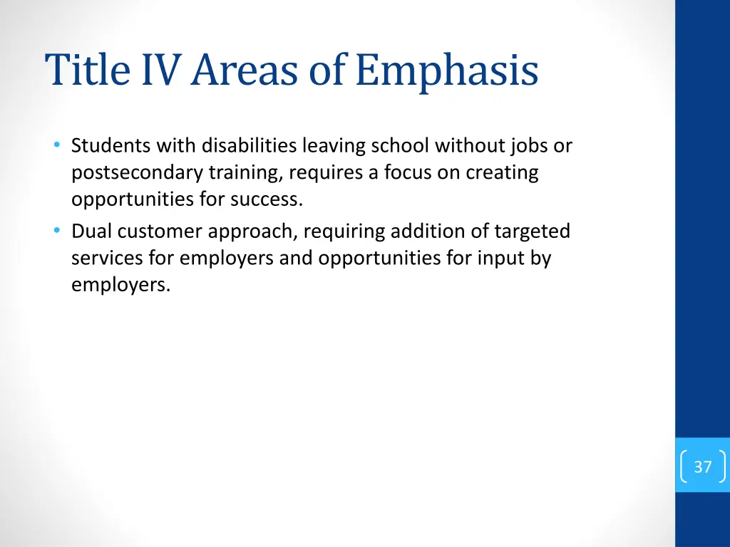 title iv areas of emphasis