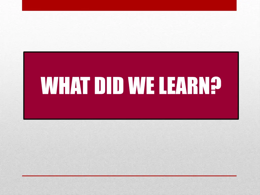 what did we learn