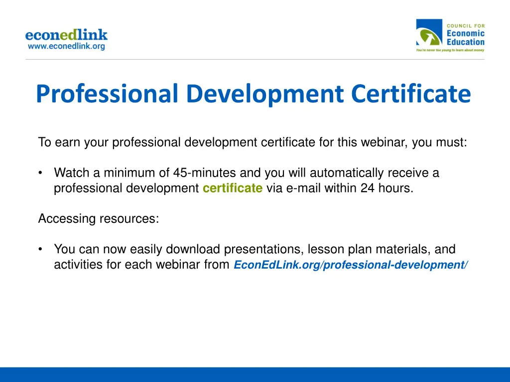 professional development certificate