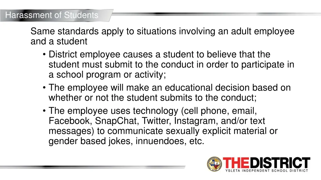 harassment of students