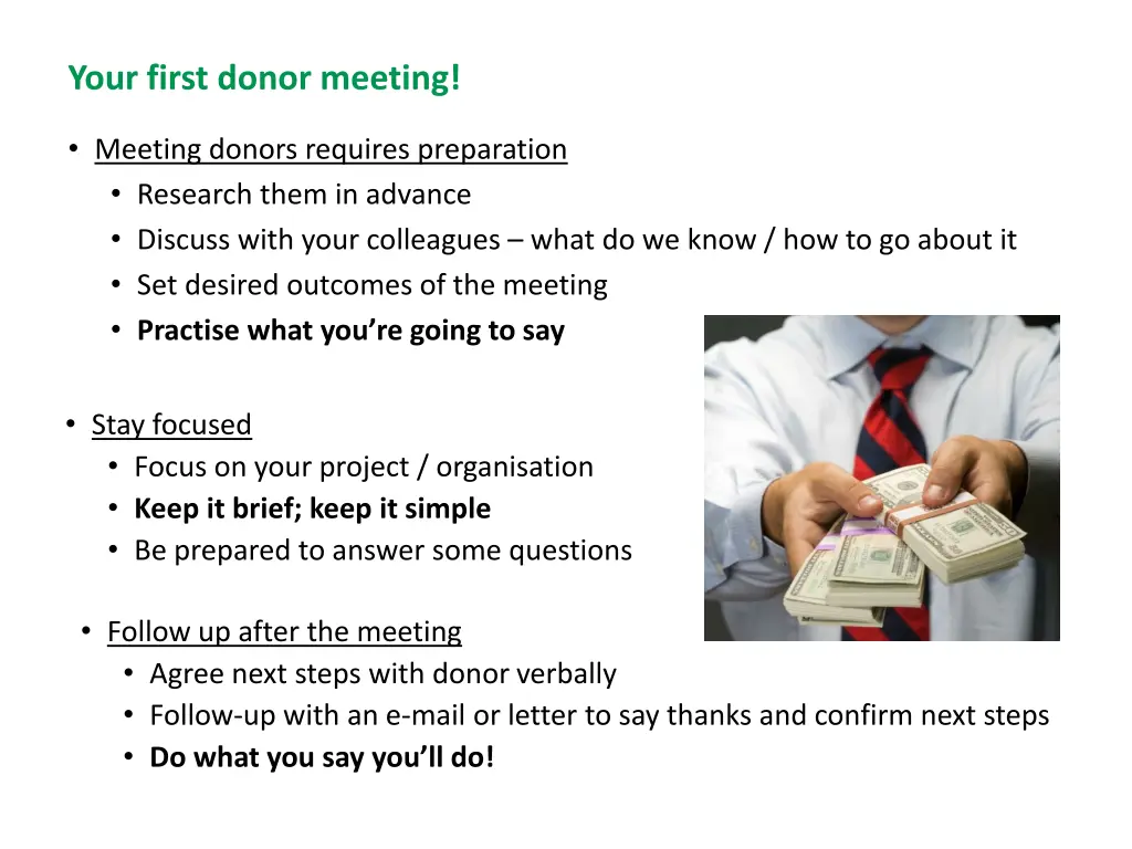 your first donor meeting