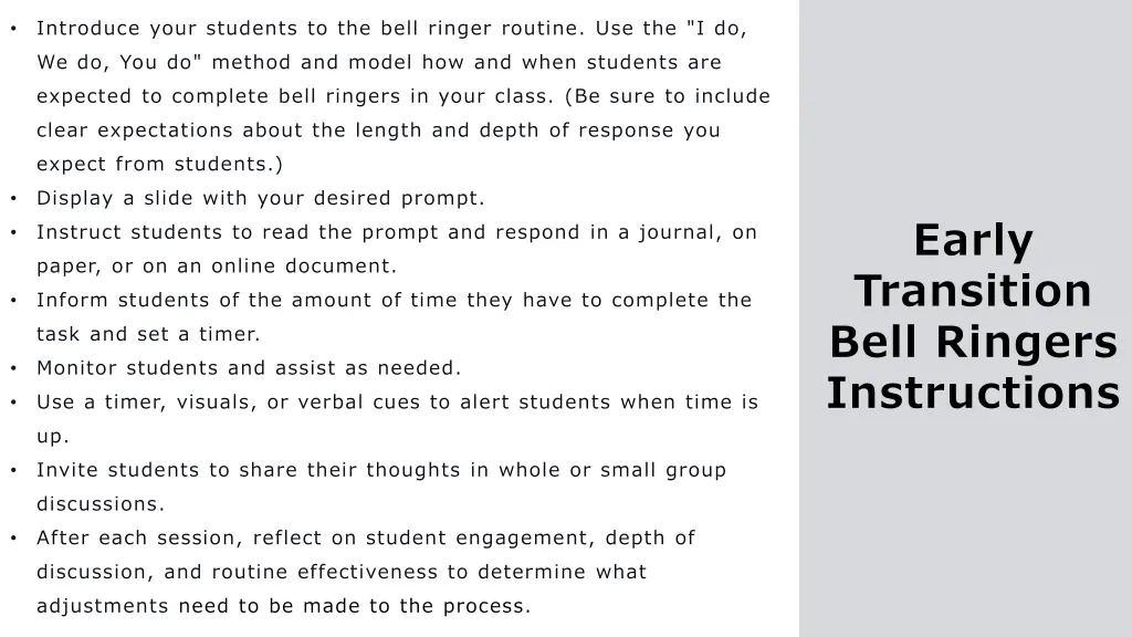 introduce your students to the bell ringer