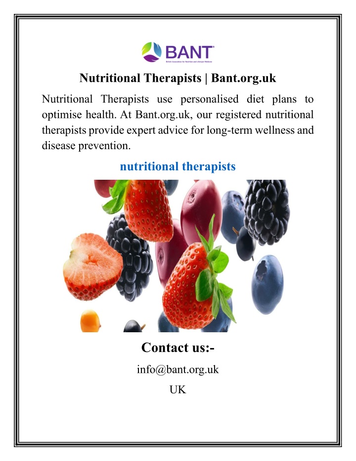 nutritional therapists bant org uk