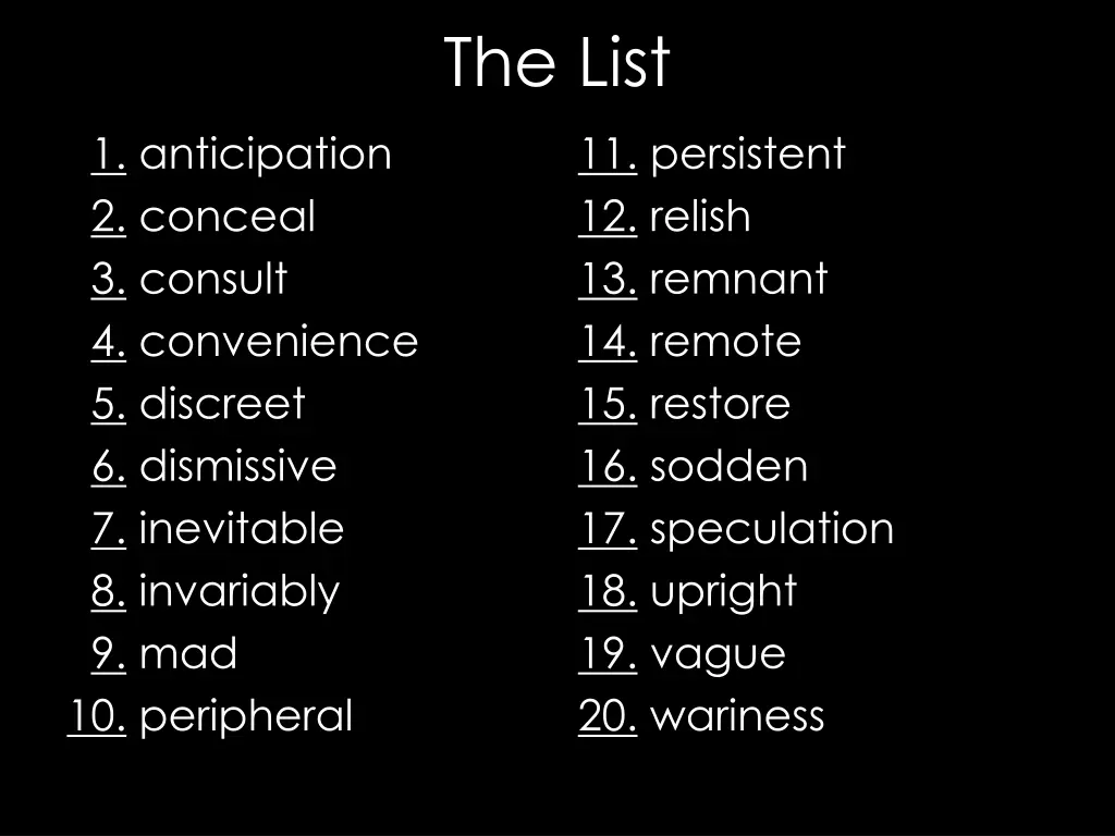 the list 1
