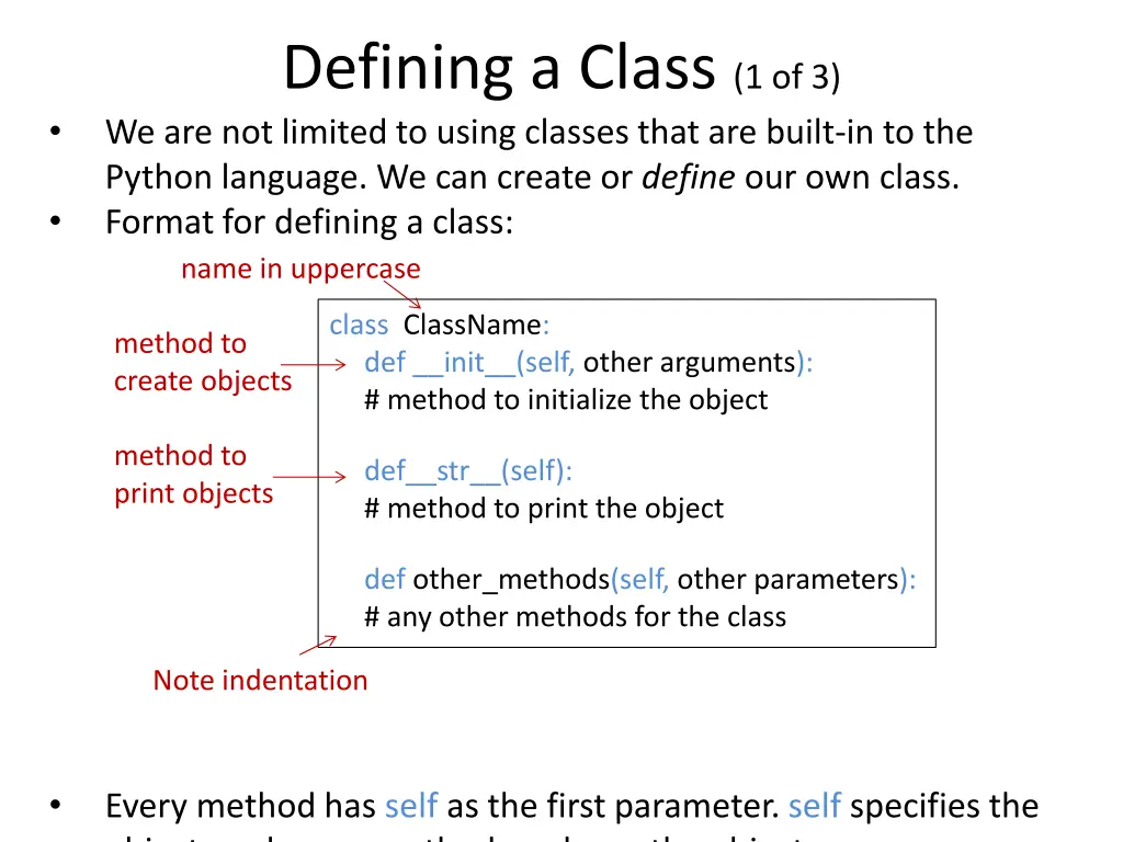 defining a class 1 of 3 we are not limited