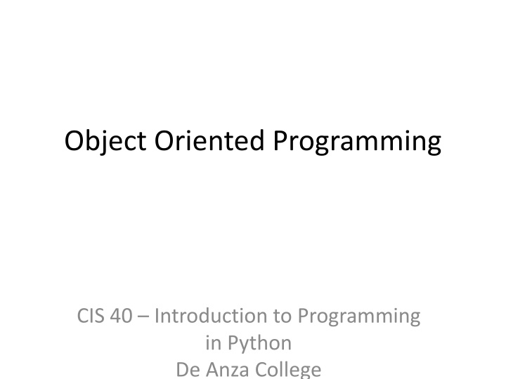 object oriented programming