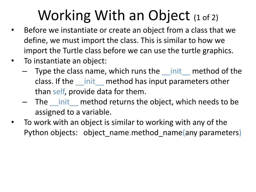 working with an object 1 of 2 before