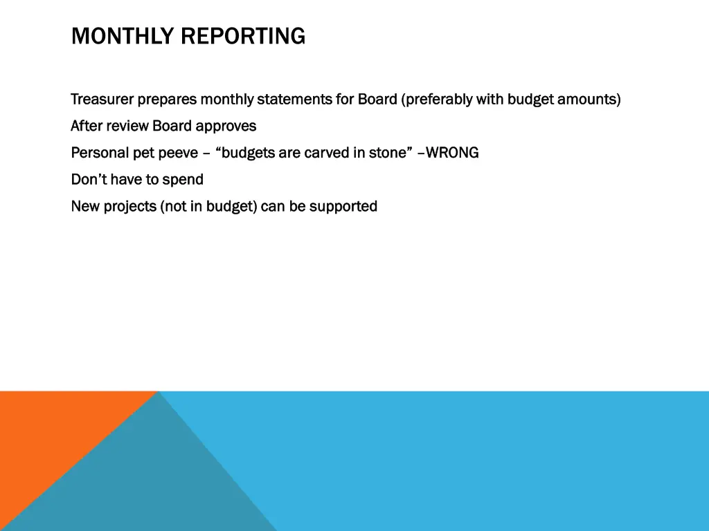 monthly reporting