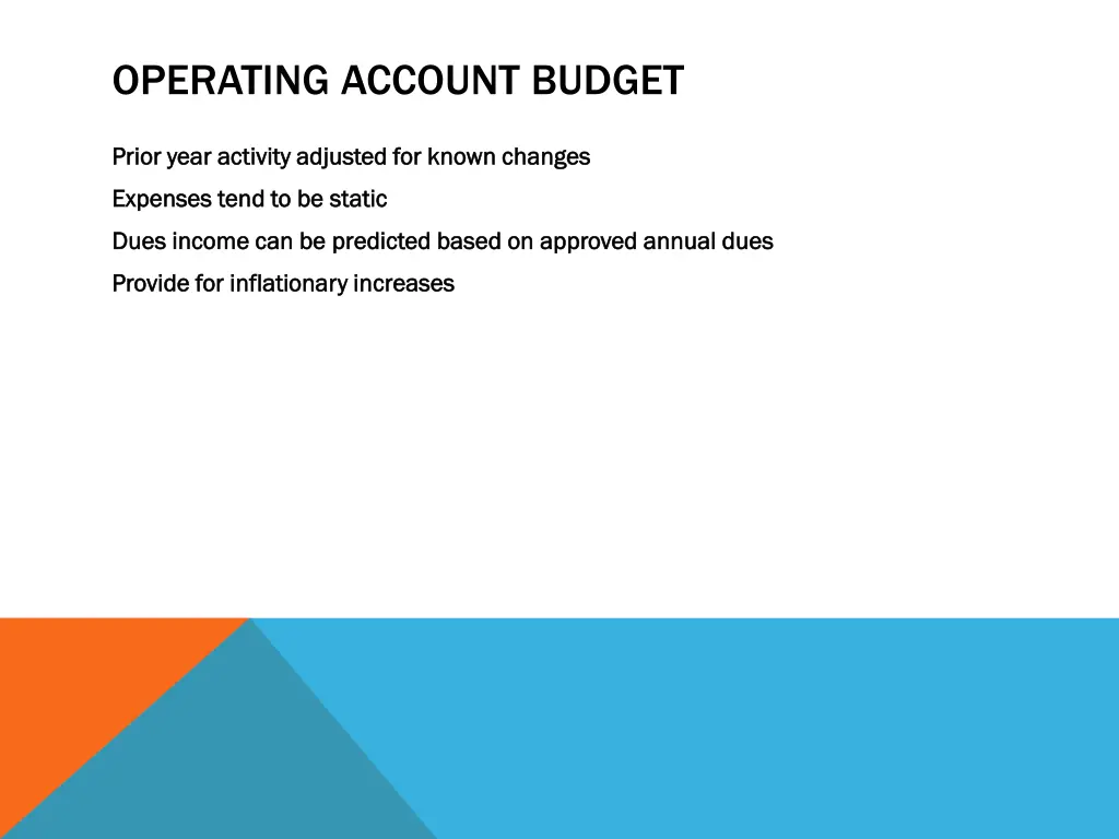 operating account budget
