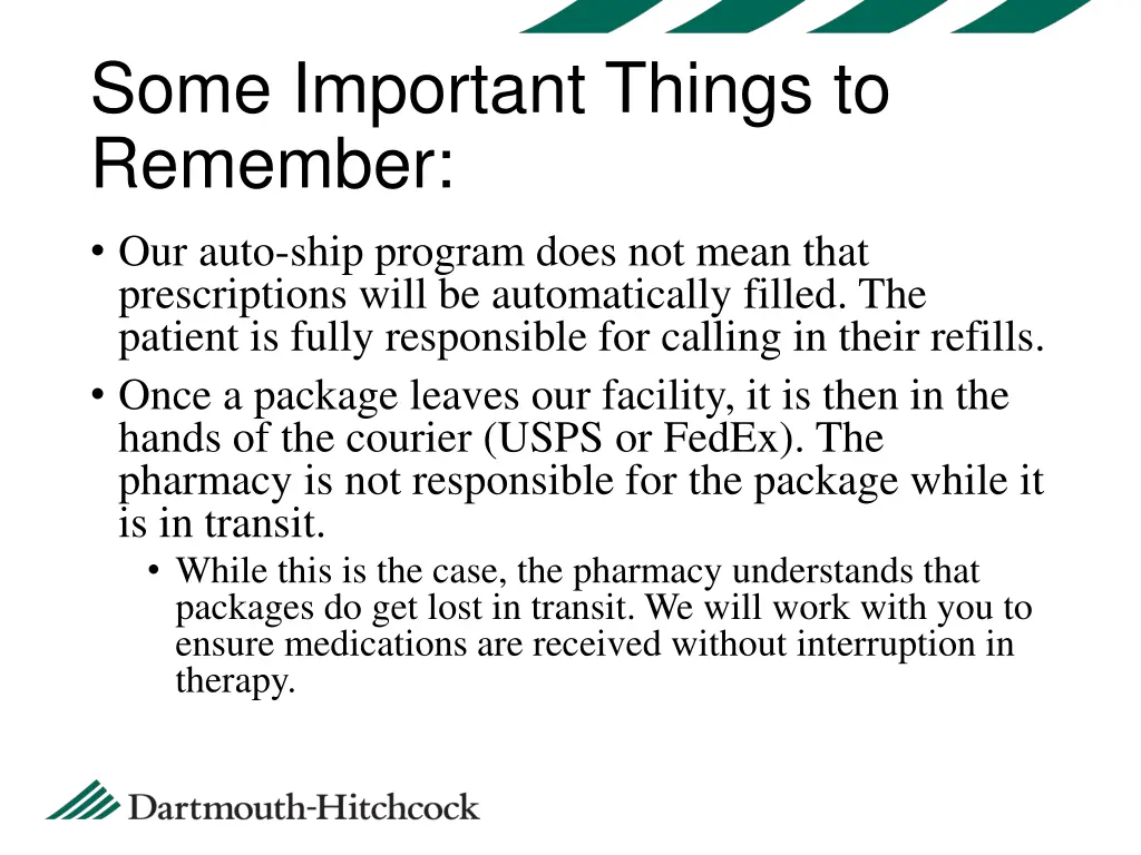 some important things to remember our auto ship