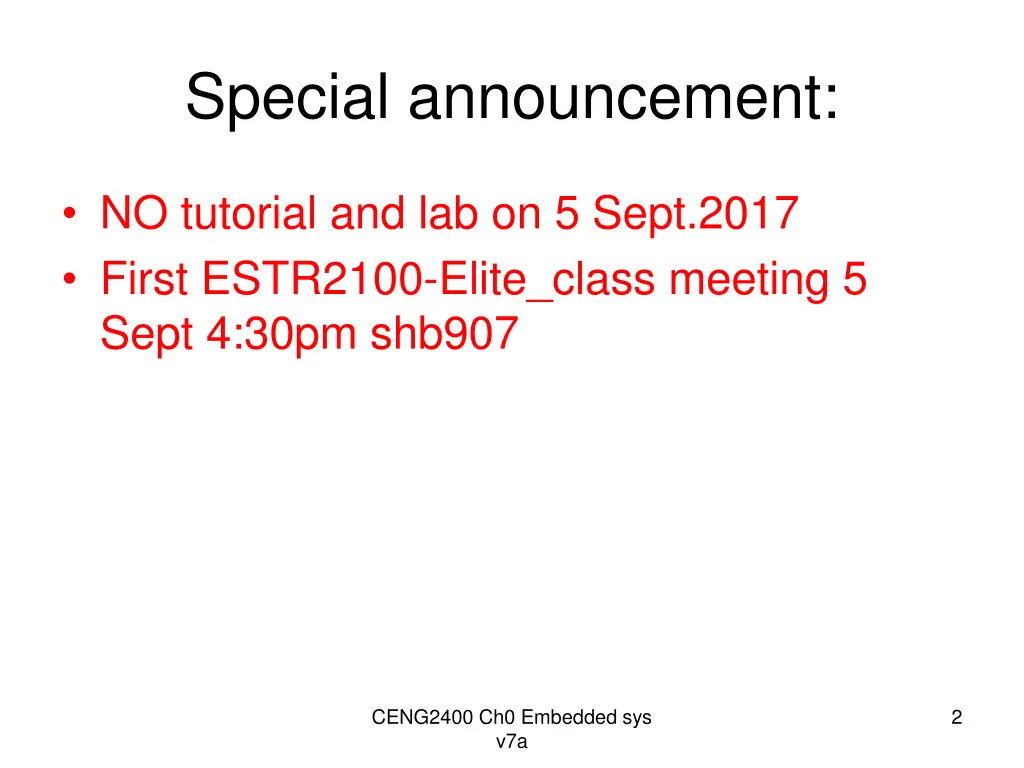 special announcement