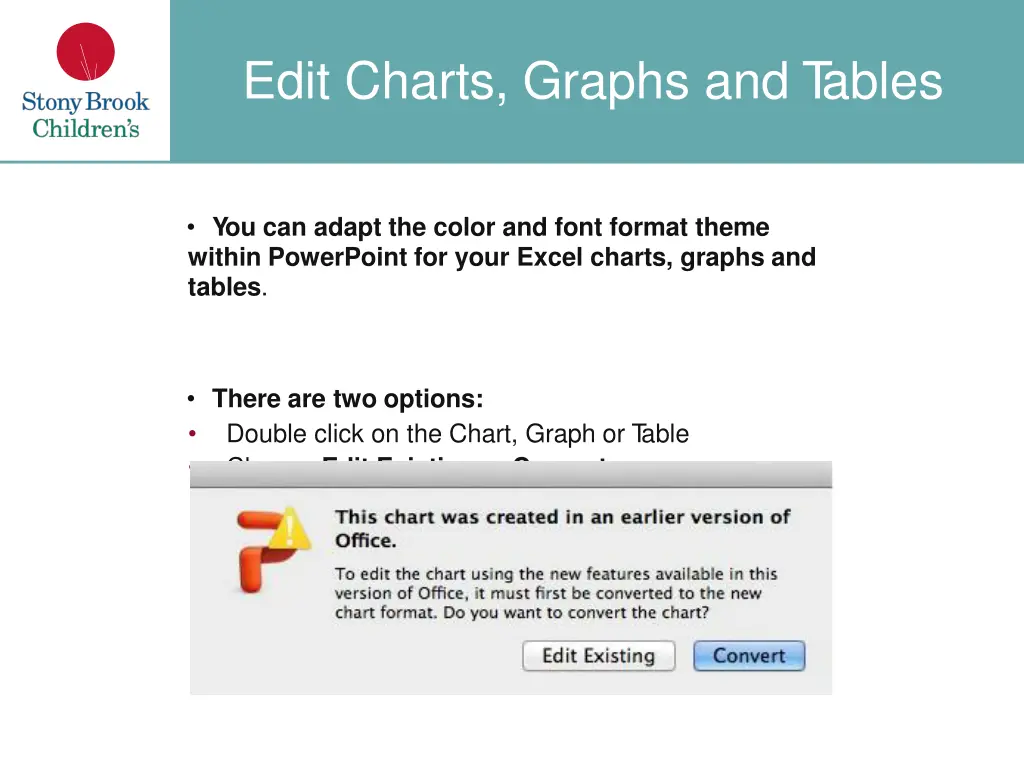 edit charts graphs and t ables