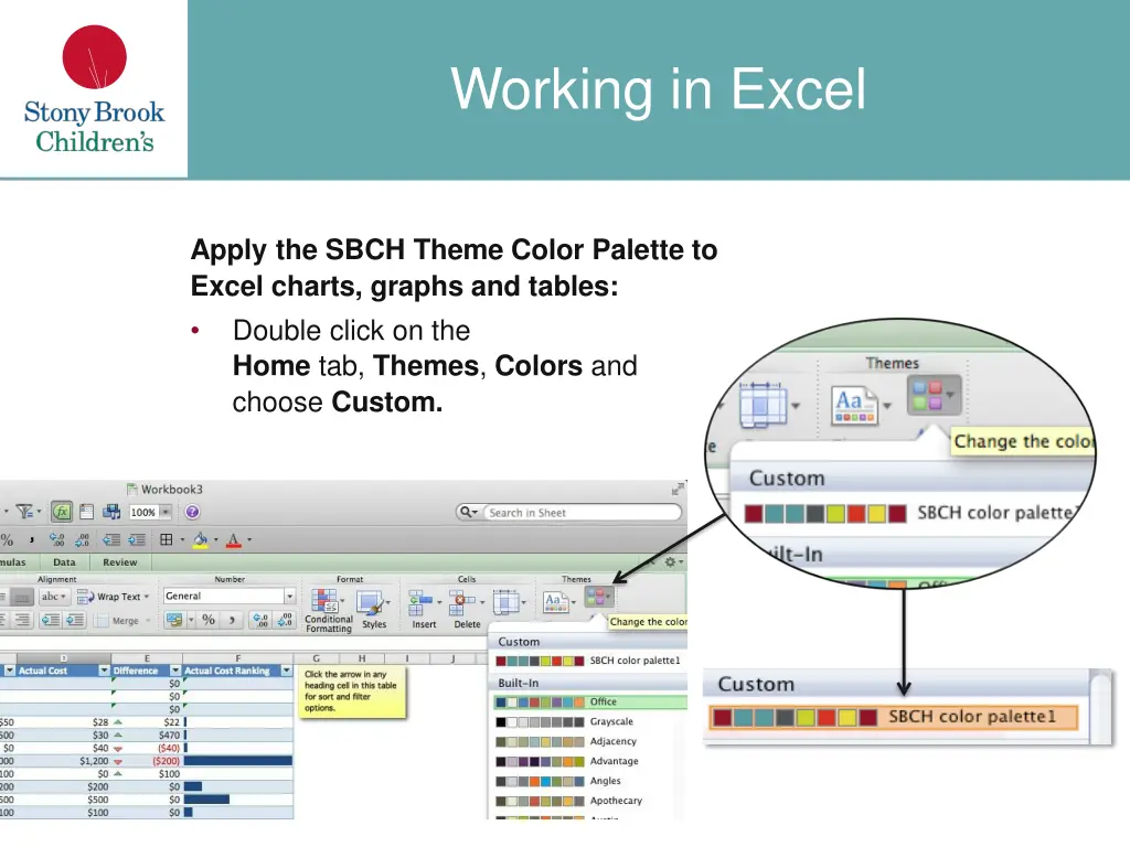 working in excel