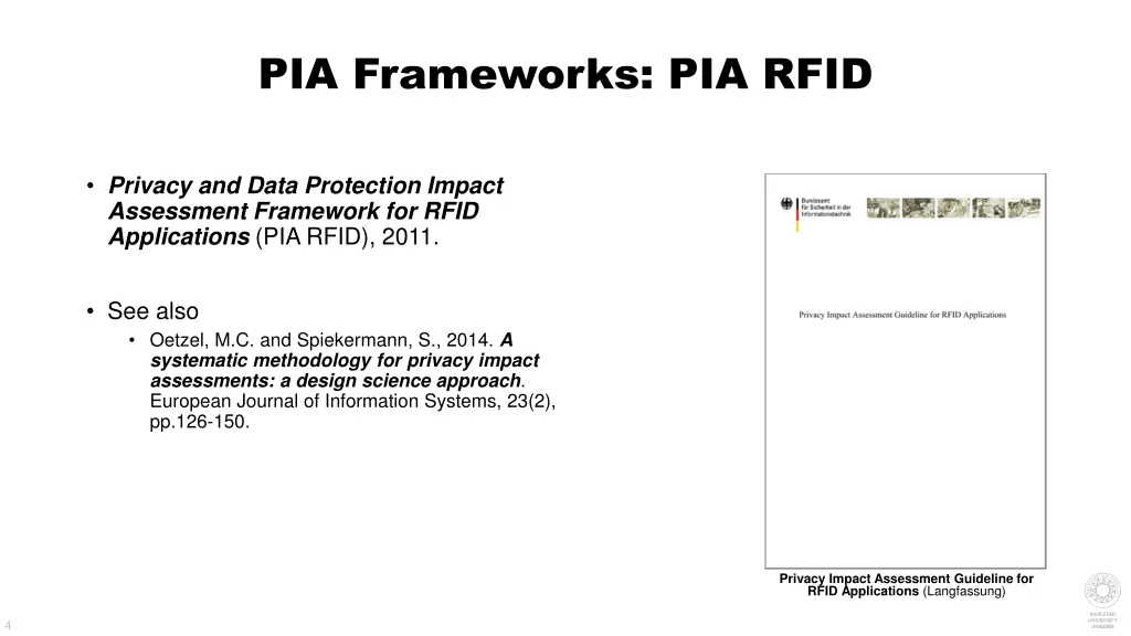 pia frameworks pia rfid