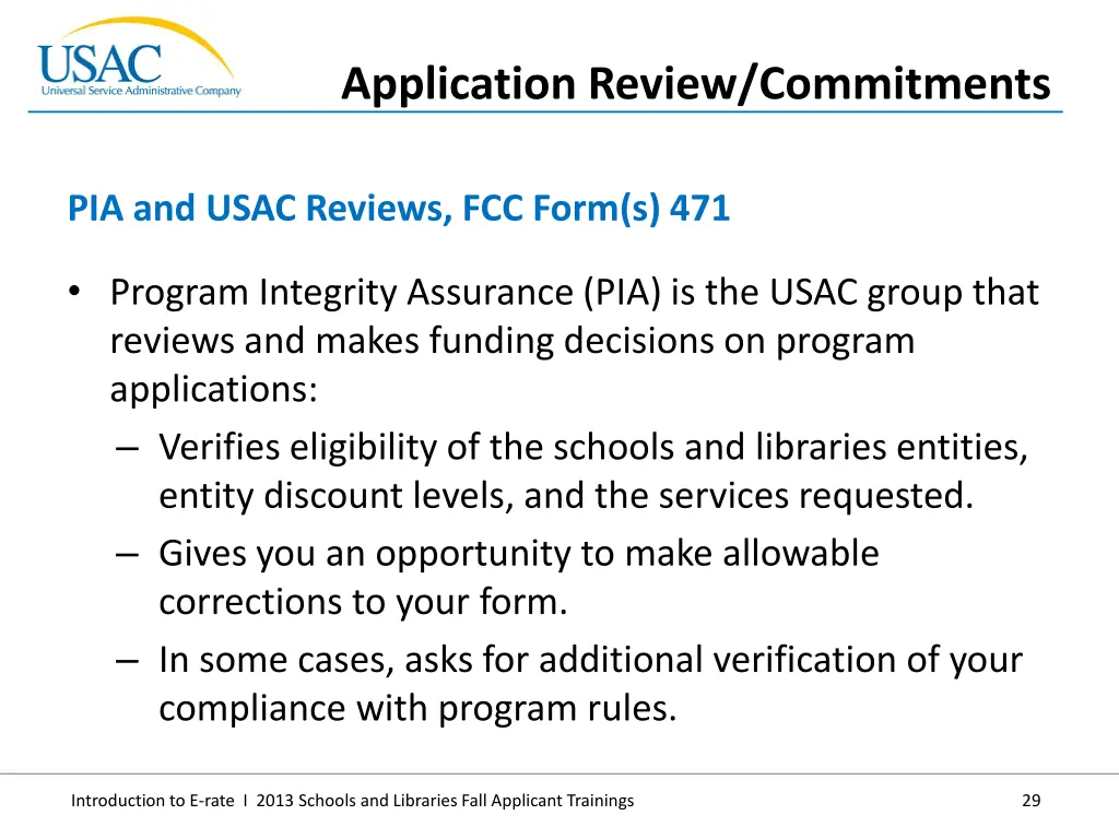 application review commitments