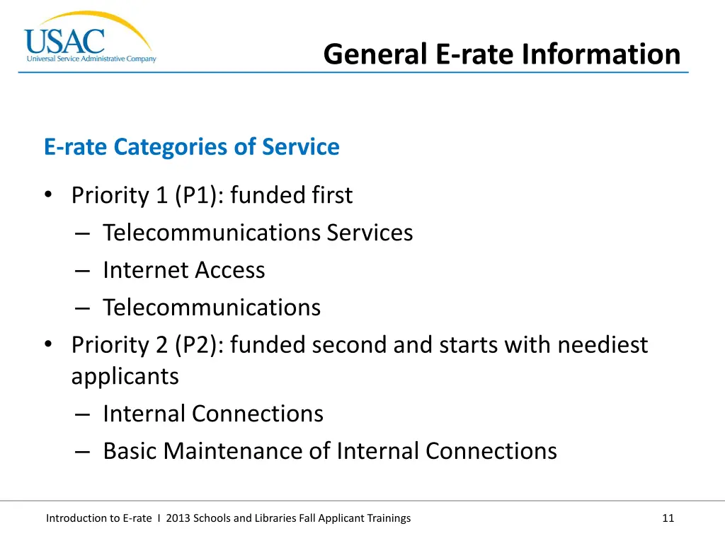 general e rate information 7