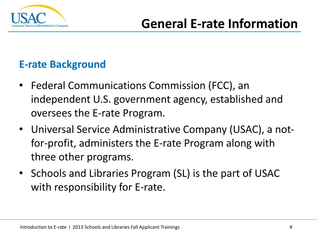 general e rate information