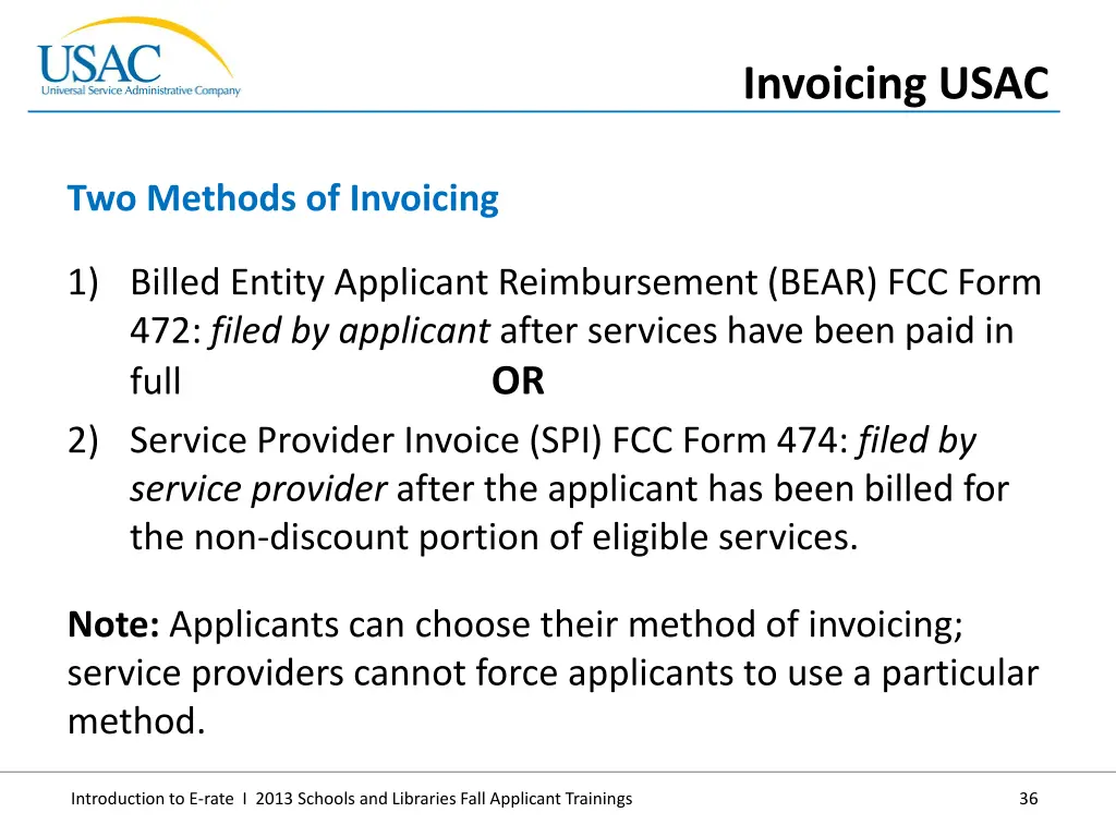 invoicing usac 1