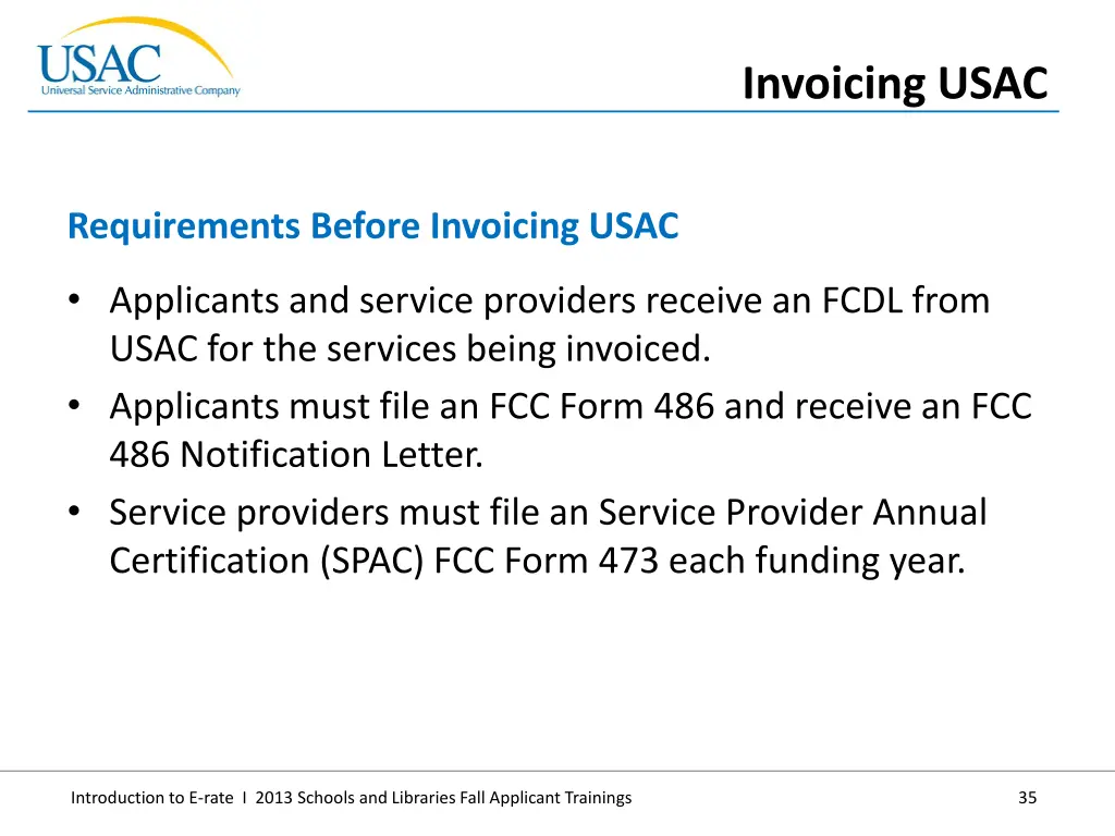 invoicing usac