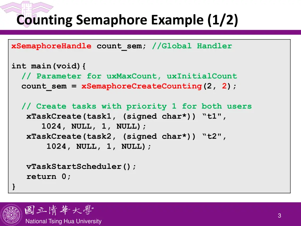 counting semaphore example 1 2