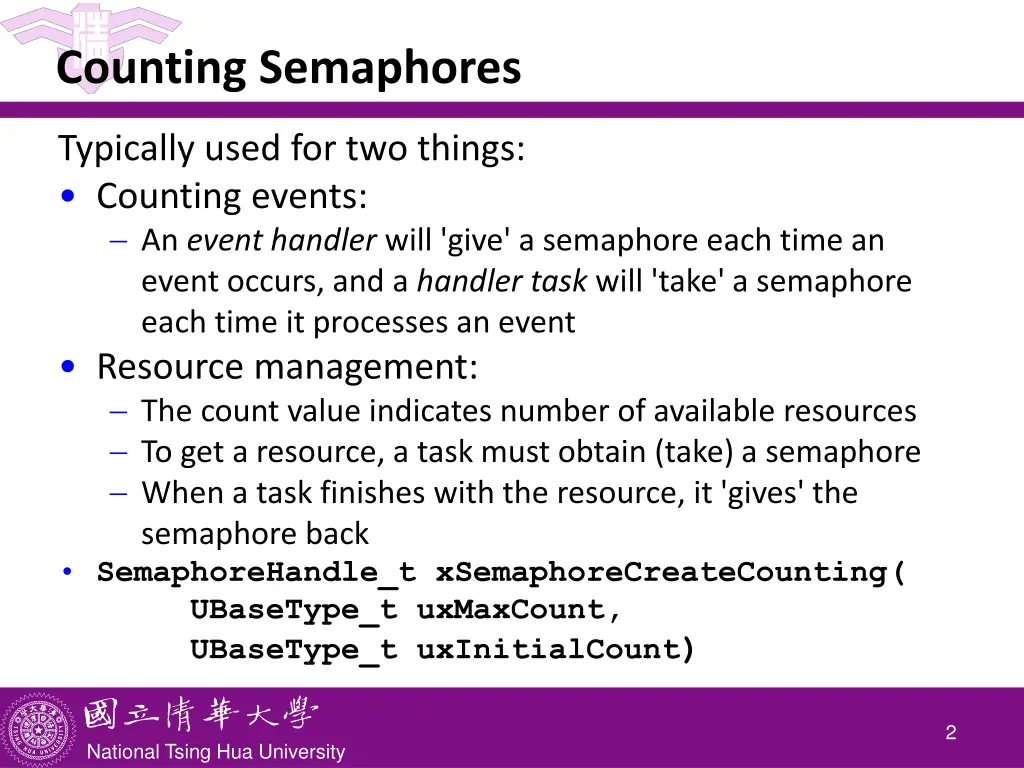 counting semaphores