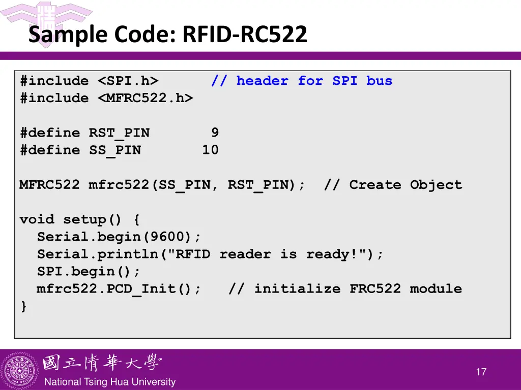 sample code rfid rc522