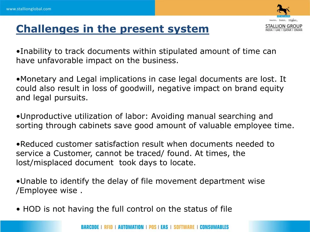 challenges in the present system