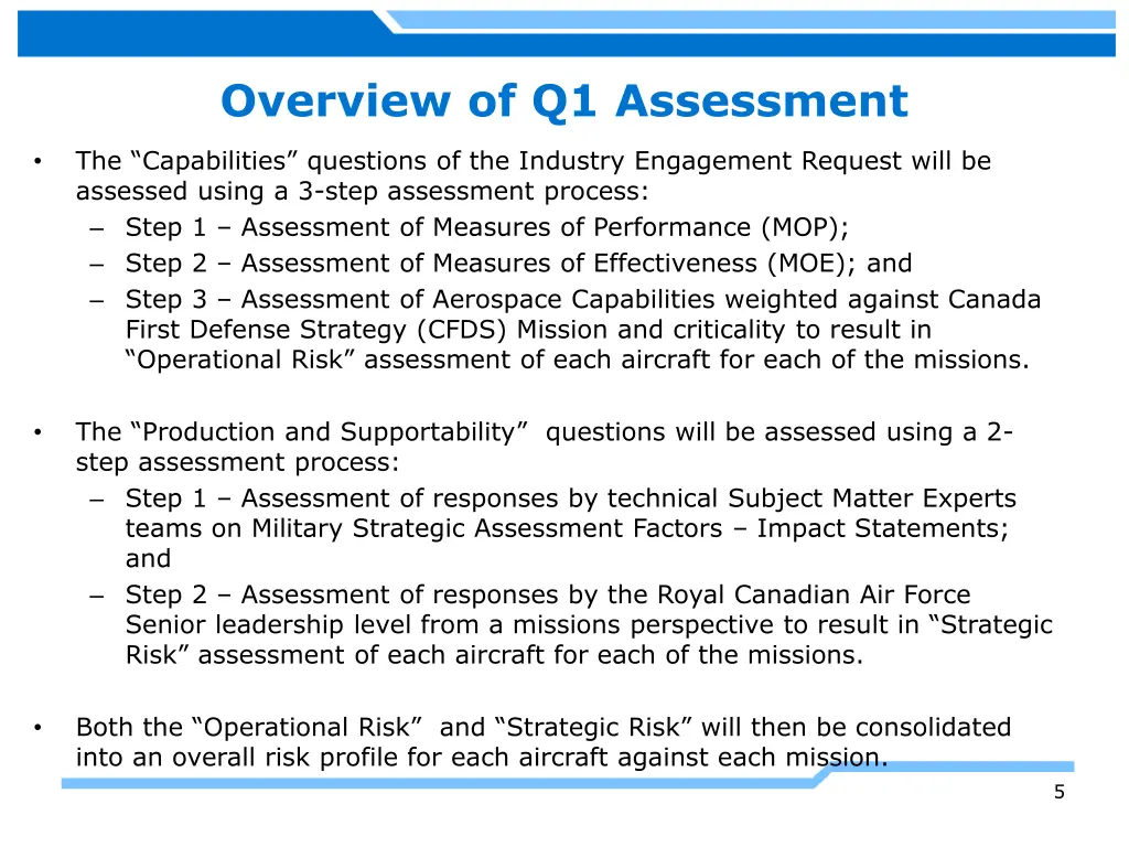 overview of q1 assessment