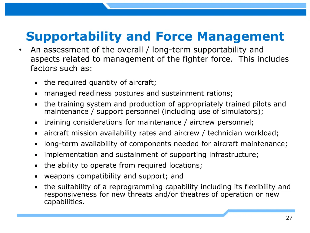 supportability and force management an assessment