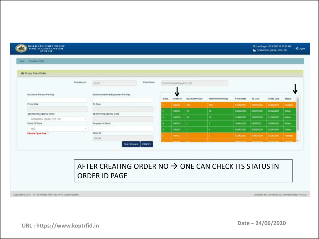 after creating order no one can check its status