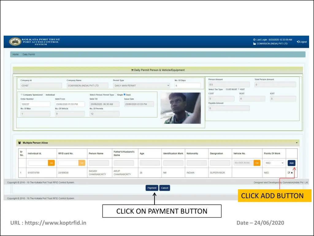 click add button