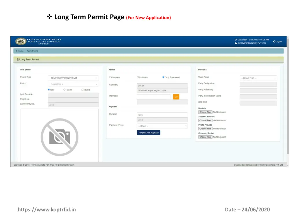 long term permit page for new application