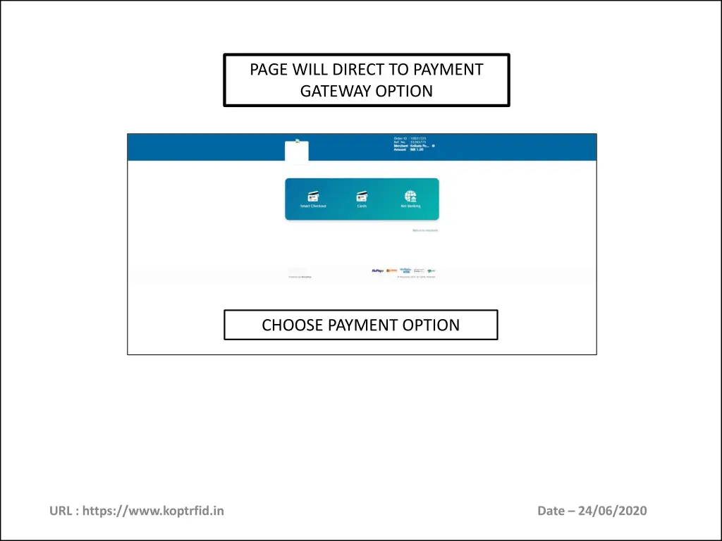 page will direct to payment gateway option