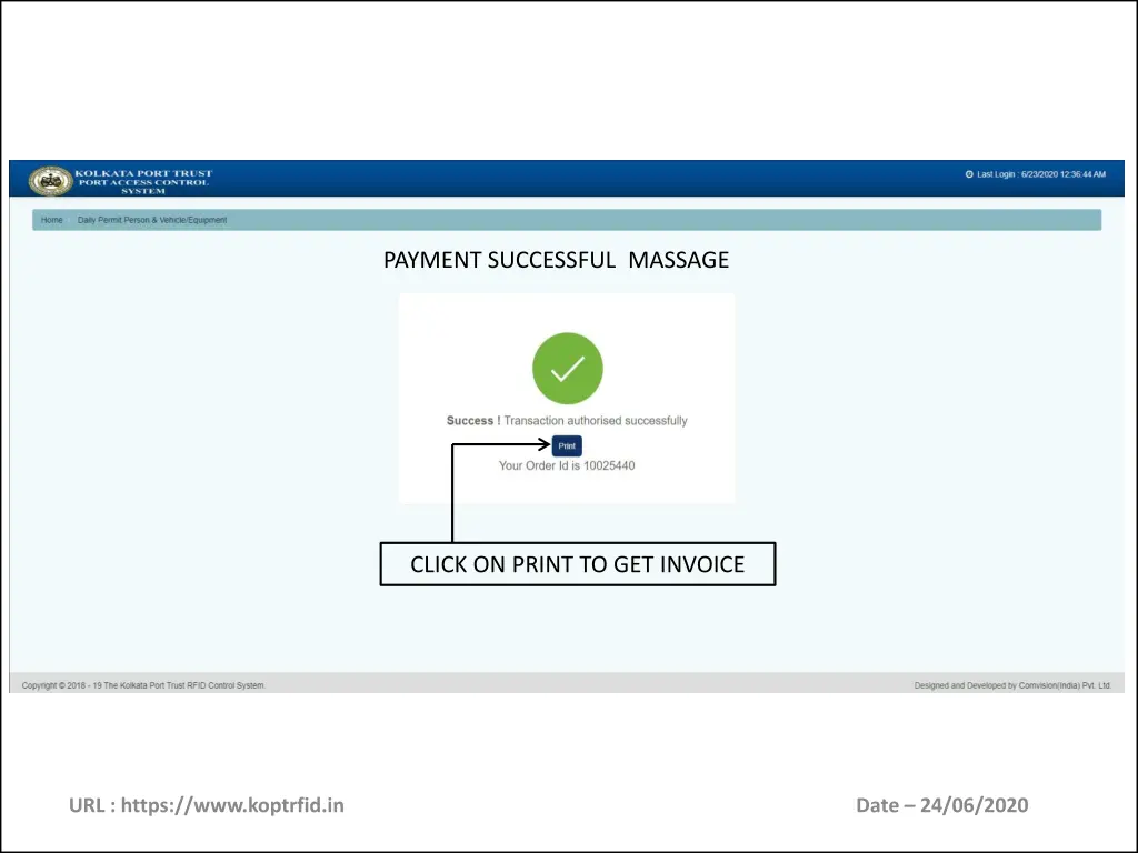 payment successful massage