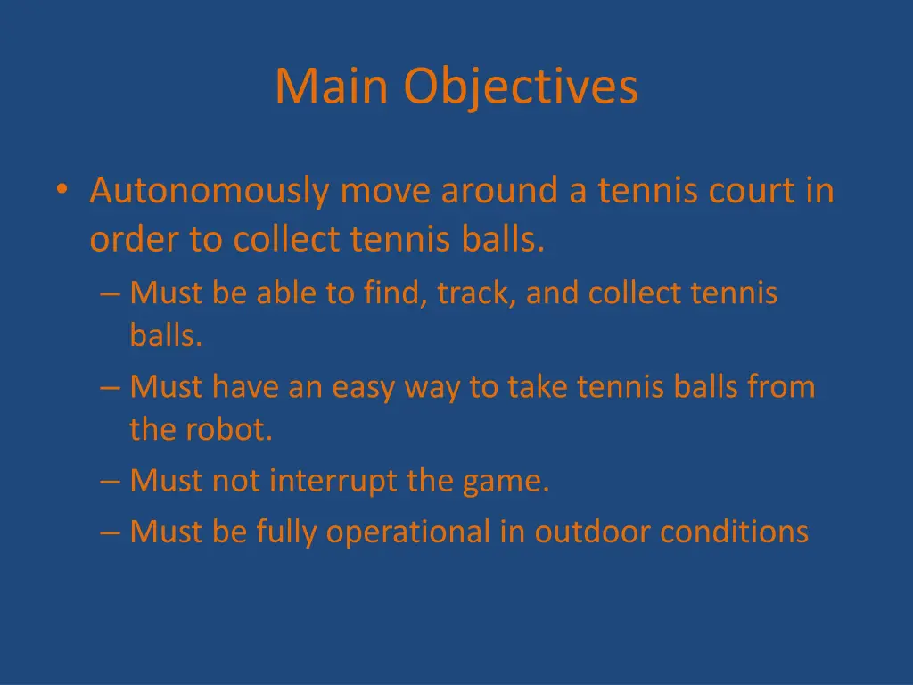 main objectives