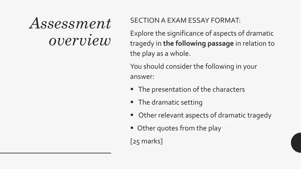 assessment overview