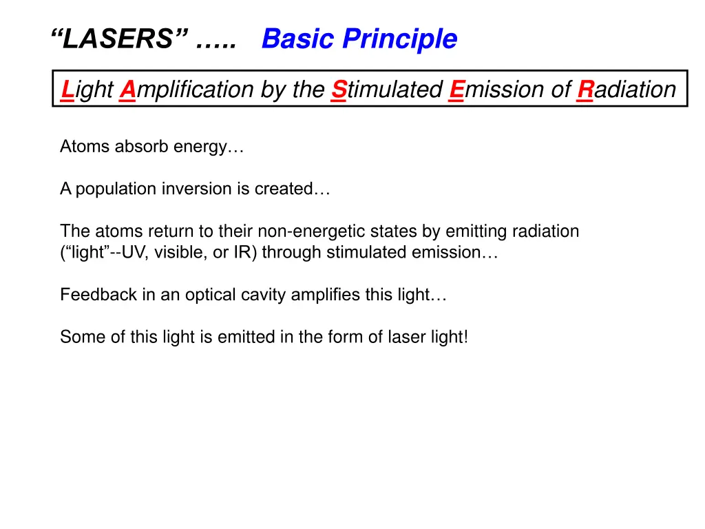 lasers basic principle
