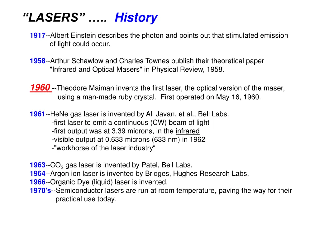 lasers history