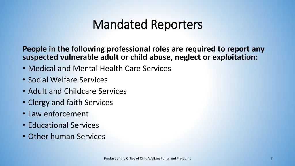 mandated reporters mandated reporters