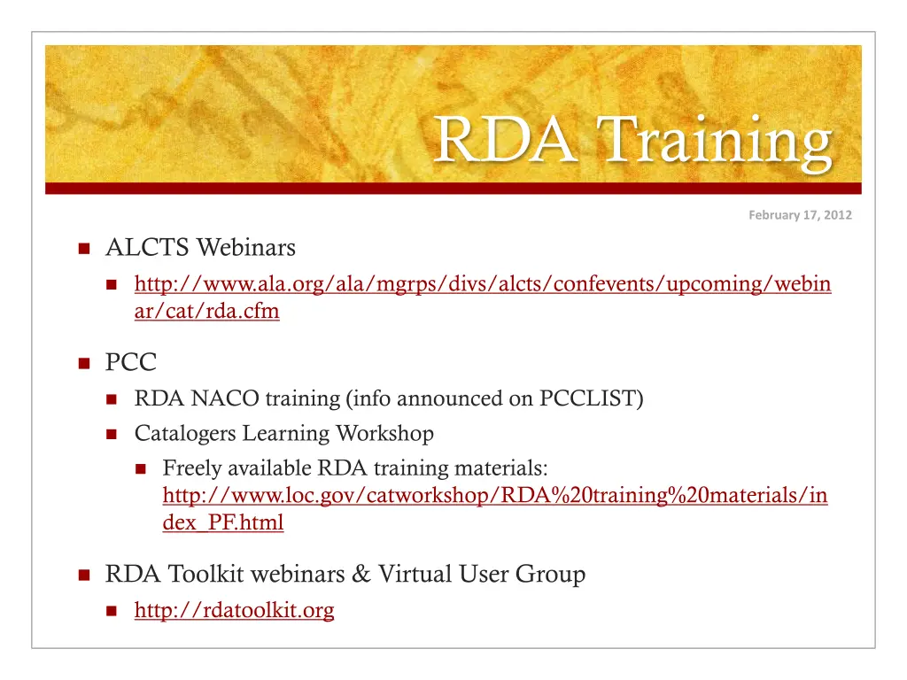 rda training
