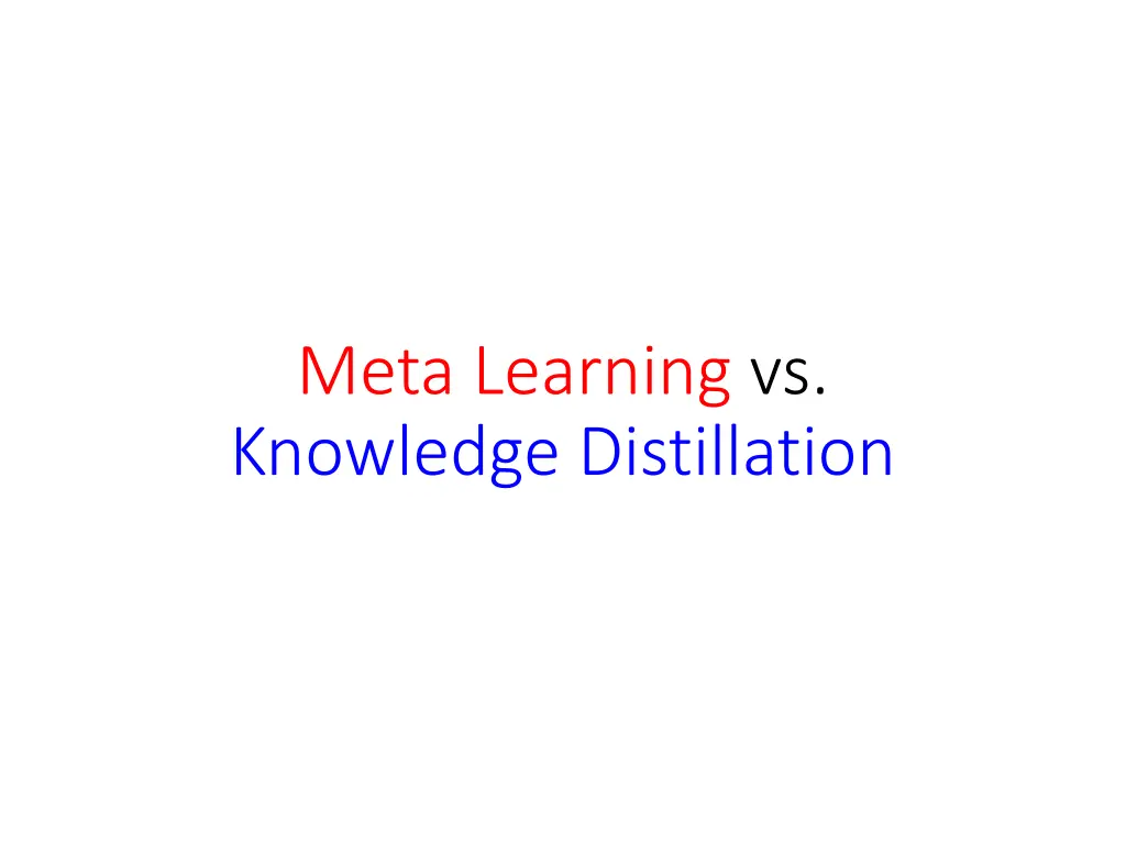 meta learning vs knowledge distillation