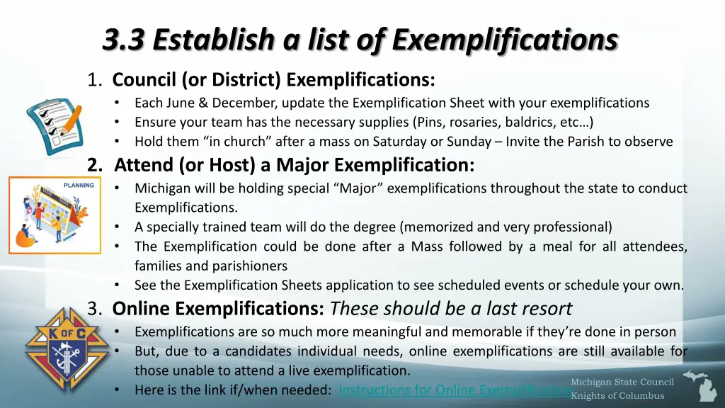 3 3 establish a list of exemplifications