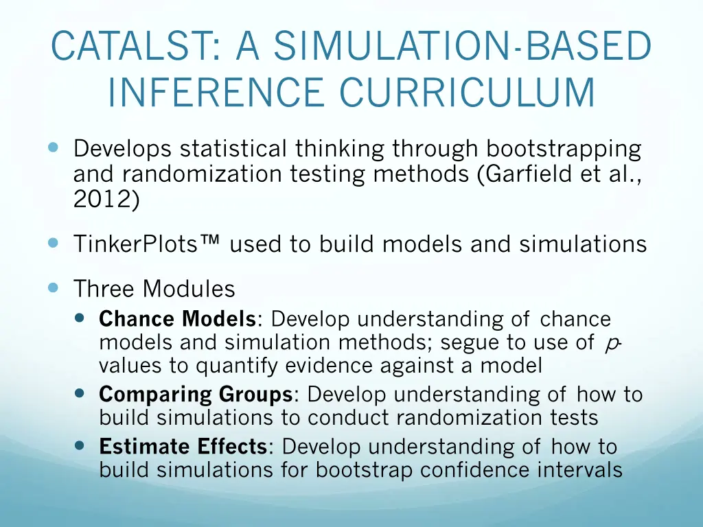 catalst a simulation based inference curriculum
