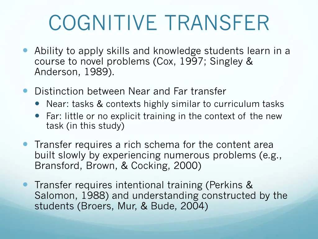 cognitive transfer