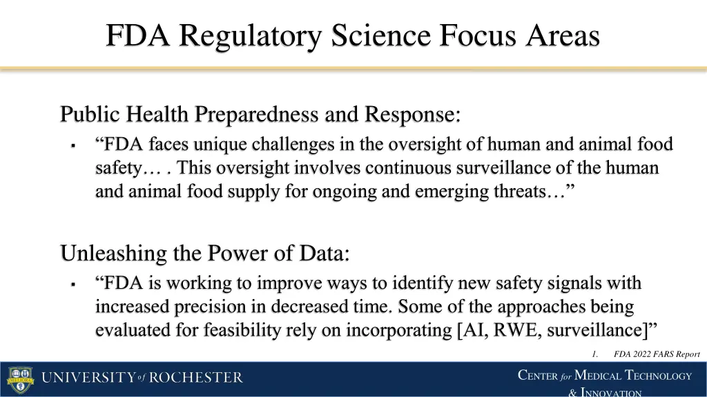 fda regulatory science focus areas